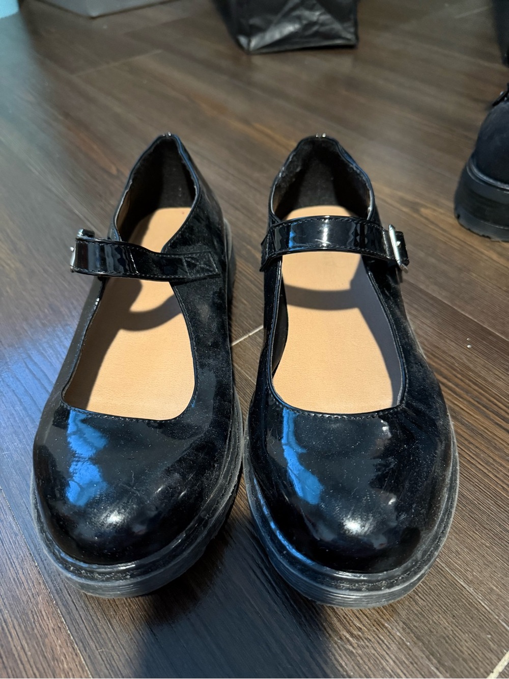 Black Patent Mary Jane Flats for Women